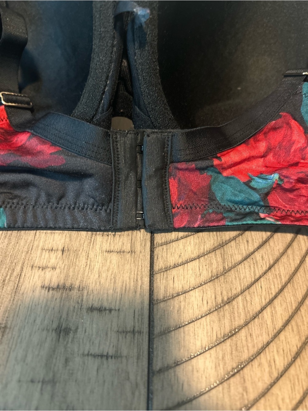 Cacique Black Bra with Multicolor Floral Accents 44C Boost Balconette - Picture 2 of 6